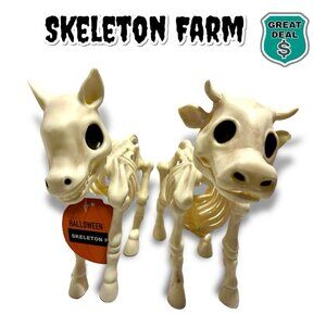 Skeleton Farm Halloween Decor Skeleton Cow & Skeleton Pony Statue. NEW! NWT!